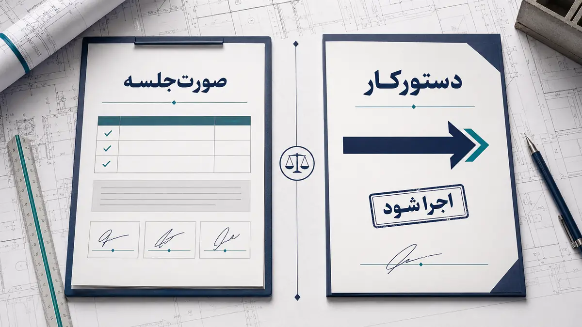 مقایسه دستورکار و صورت‌جلسه در مستندسازی قراردادهای عمرانی