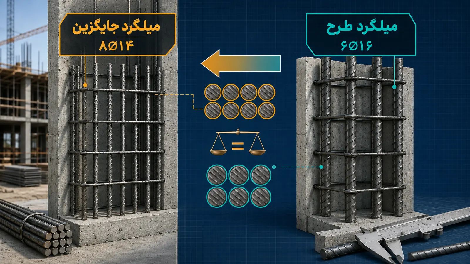 نحوه معادل سازی میلگرد